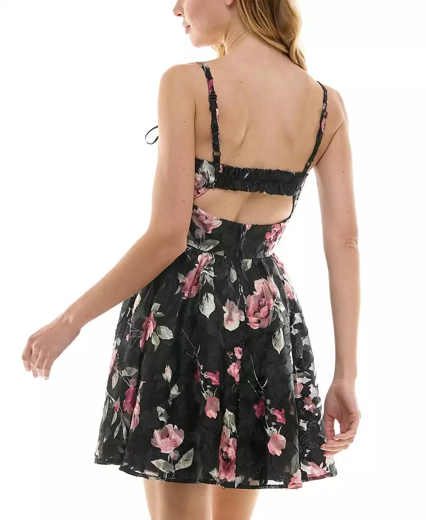 Trixxi Juniors' Textured Floral Organza Jacquard Fit & Flare Dress 2