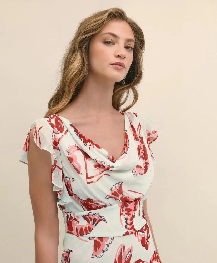 Brooks Brothers Chiffon Lobster Maxi Dress 2