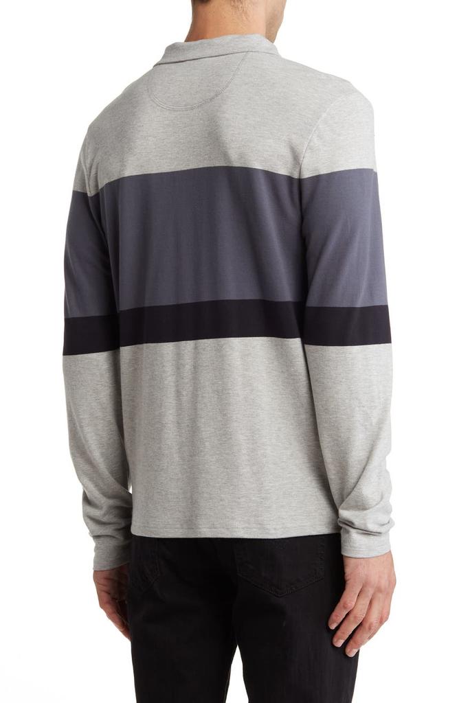 Threads for Thought Piqué Organic Cotton Blend Colorblock Stripe Long Sleeve Polo