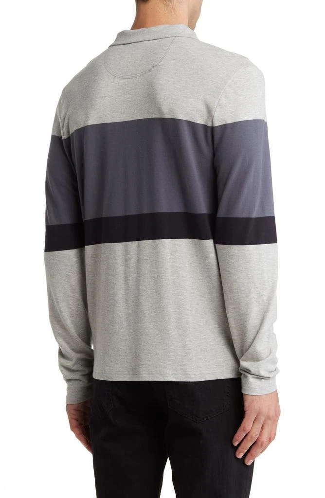 Threads for Thought Piqué Organic Cotton Blend Colorblock Stripe Long Sleeve Polo 2