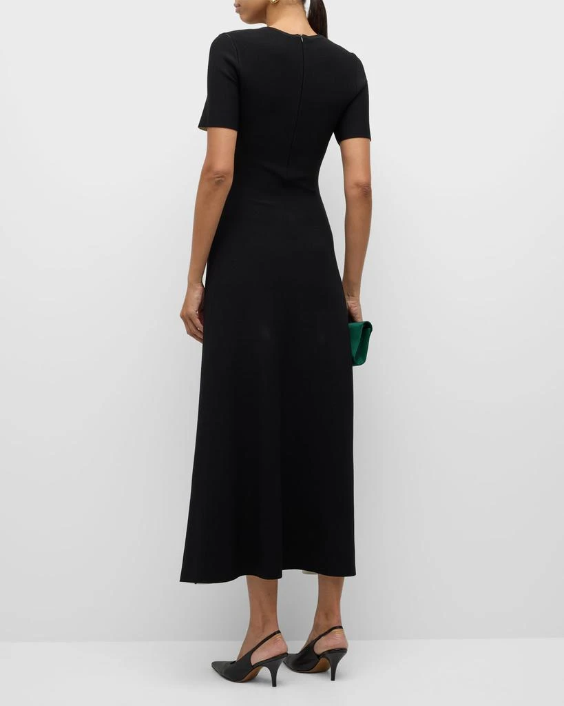 LELA ROSE Rose Jacquard Short-Sleeve Midi Dress 4