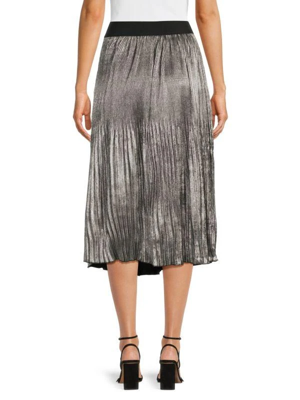 Wdny Metallic Accordion Pleat Midi Skirt 2
