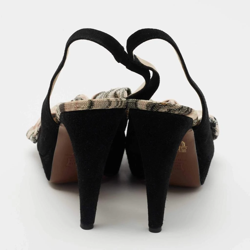 Missoni Missoni Black Suede and Fabric Bow Peep Toe Slingback Pumps Size 40 5