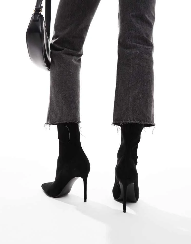 ASOS ASOS DESIGN Evie high-heeled sock boots in black 2