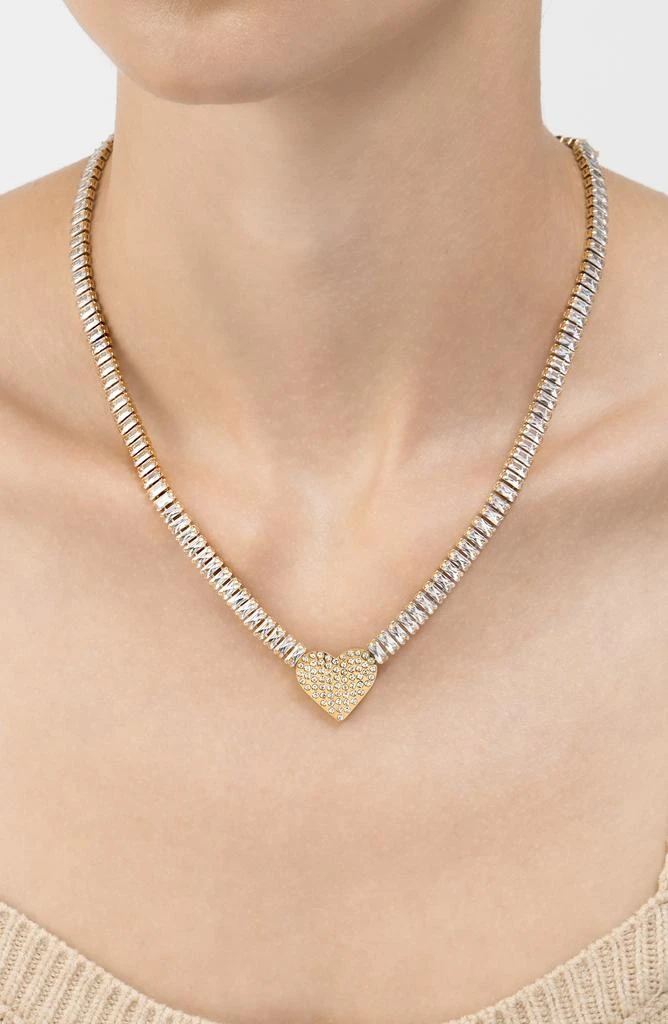 ADORNIA Crystal Heart Pendant Baguette Tennis Necklace 3