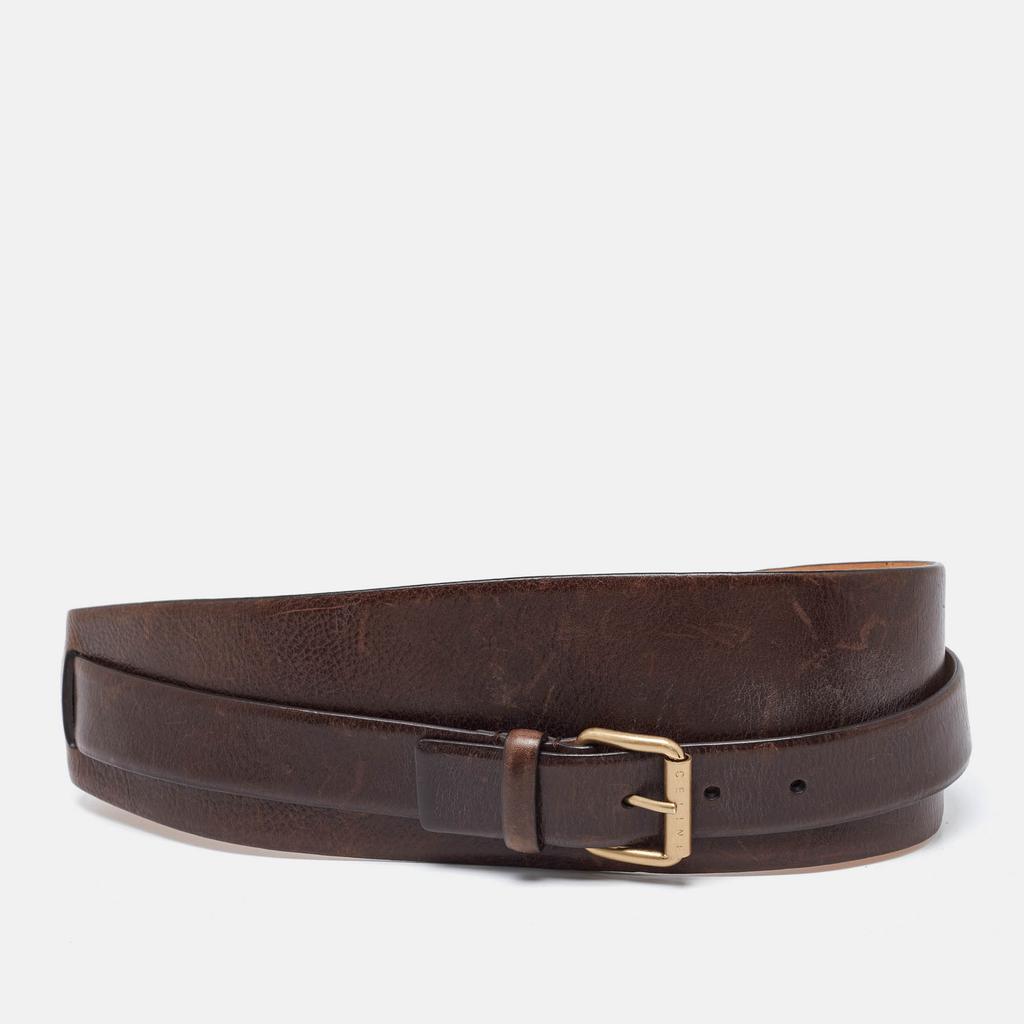 Celine Celine Brown Leather Buckle Waist Belt S