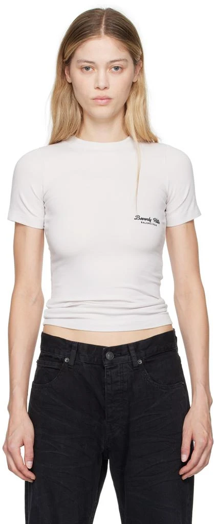 Balenciaga Off-White 'Beverly Hills' Fitted T-Shirt 1