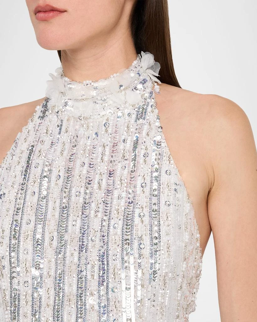 Pamella Roland Sequined Tulle Petal Halter Gown 5