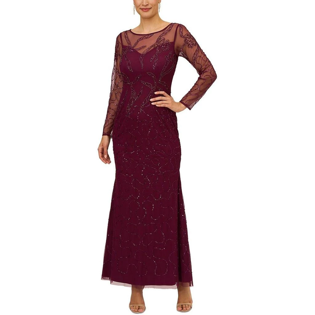 Papell Studio by Adrianna Papell Womens Beaded Shear Evening Dress 3