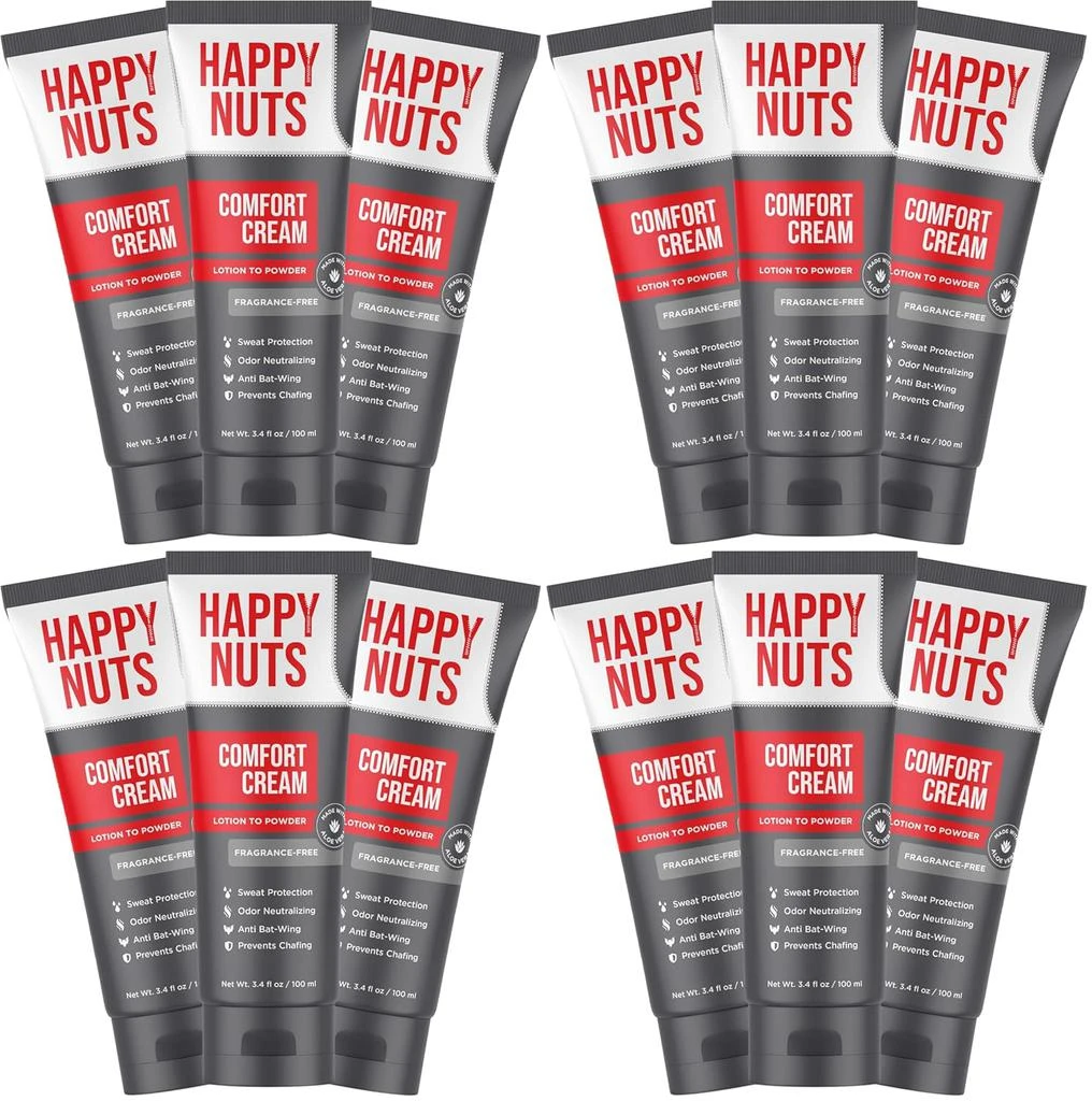 HAPPY NUTS Happy Nuts Comfort Cream Deodorant For Men: Anti-Chafing Sweat Defense, Odor Control, Aluminum-Free Mens Deodorant & Hygiene Products for Men's Private Parts 3.4 Fl Oz (1 Pack), Big Wood