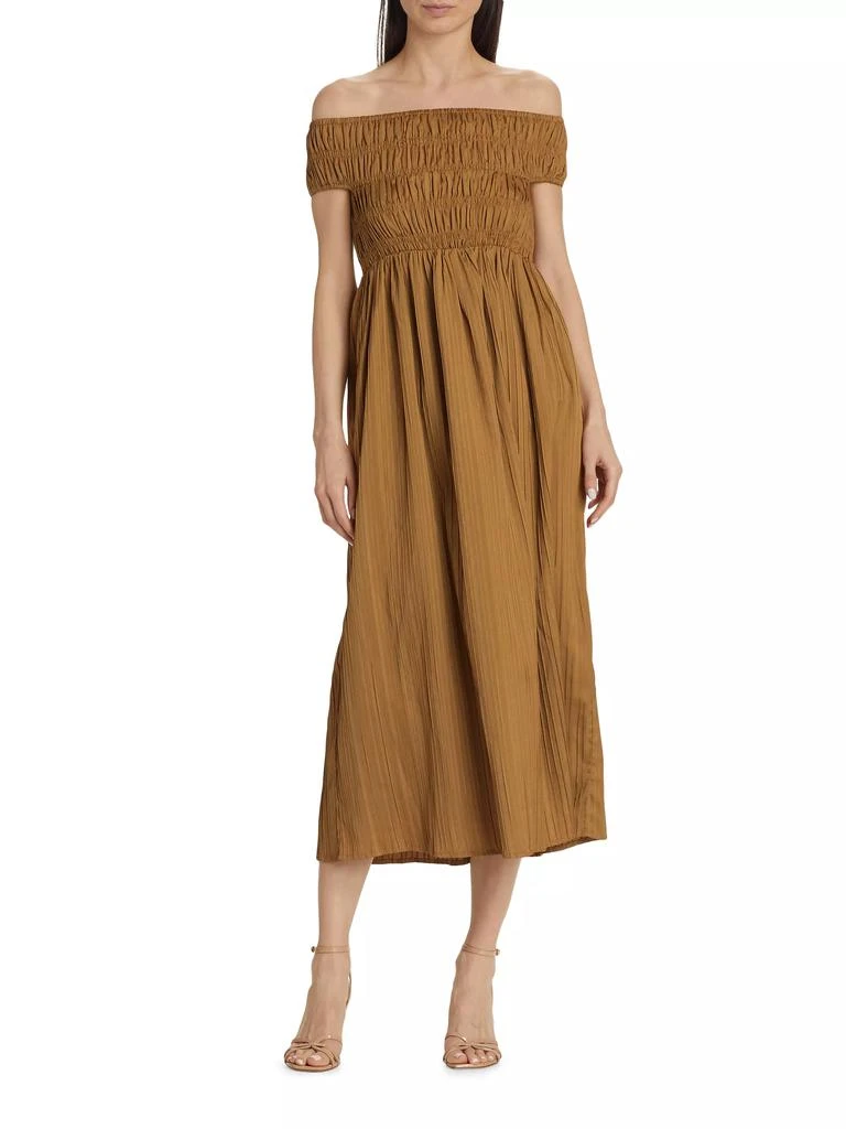 Line & Dot Chapman Smocked Off-The-Shoulder Midi-Dress 2
