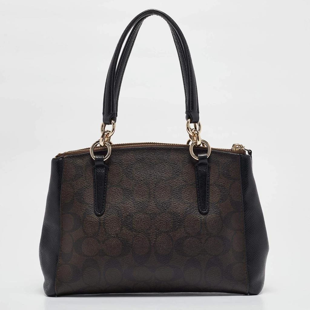 Coach Coach Black/Brown Signature Coated Canvas and Leather Mini Christie Carryall Satchel 4