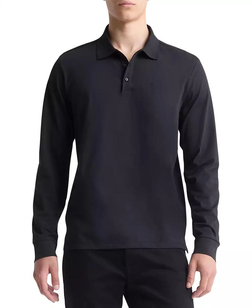 Calvin Klein Men's Smooth Cotton Long-Sleeve Polo Shirt 1