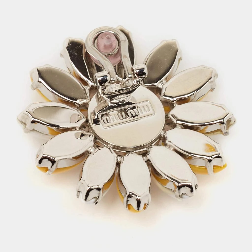Miu Miu Miu Miu Composite Crystals Silver Tone Clip-On Earrings 4