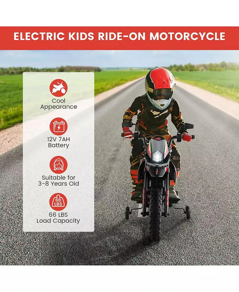 Costway 12V Licensed Aprilia Kids Ride On Motorcycle Electric Dirt Bike with Light 
Music 5