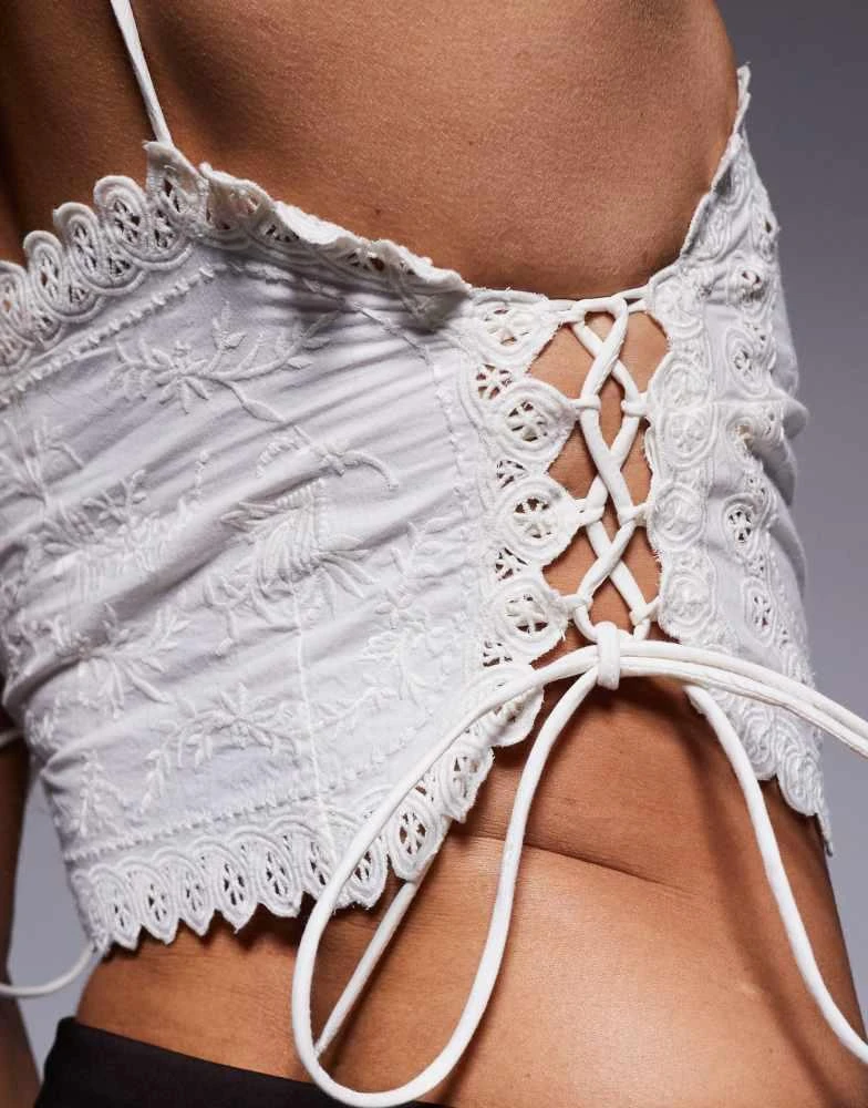 River Island River Island embellished tie side cami in white 3