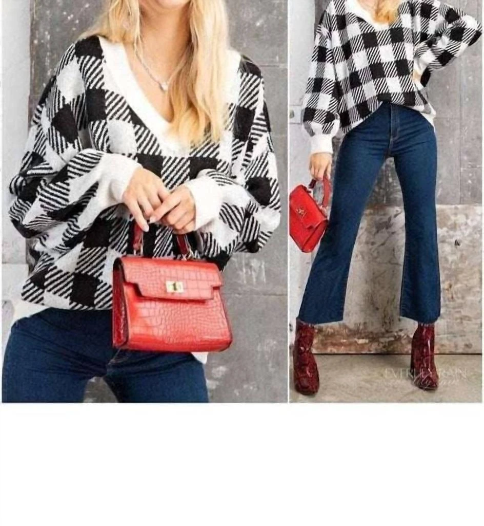 Kori Kori - V Neck Plaid Sweater 3