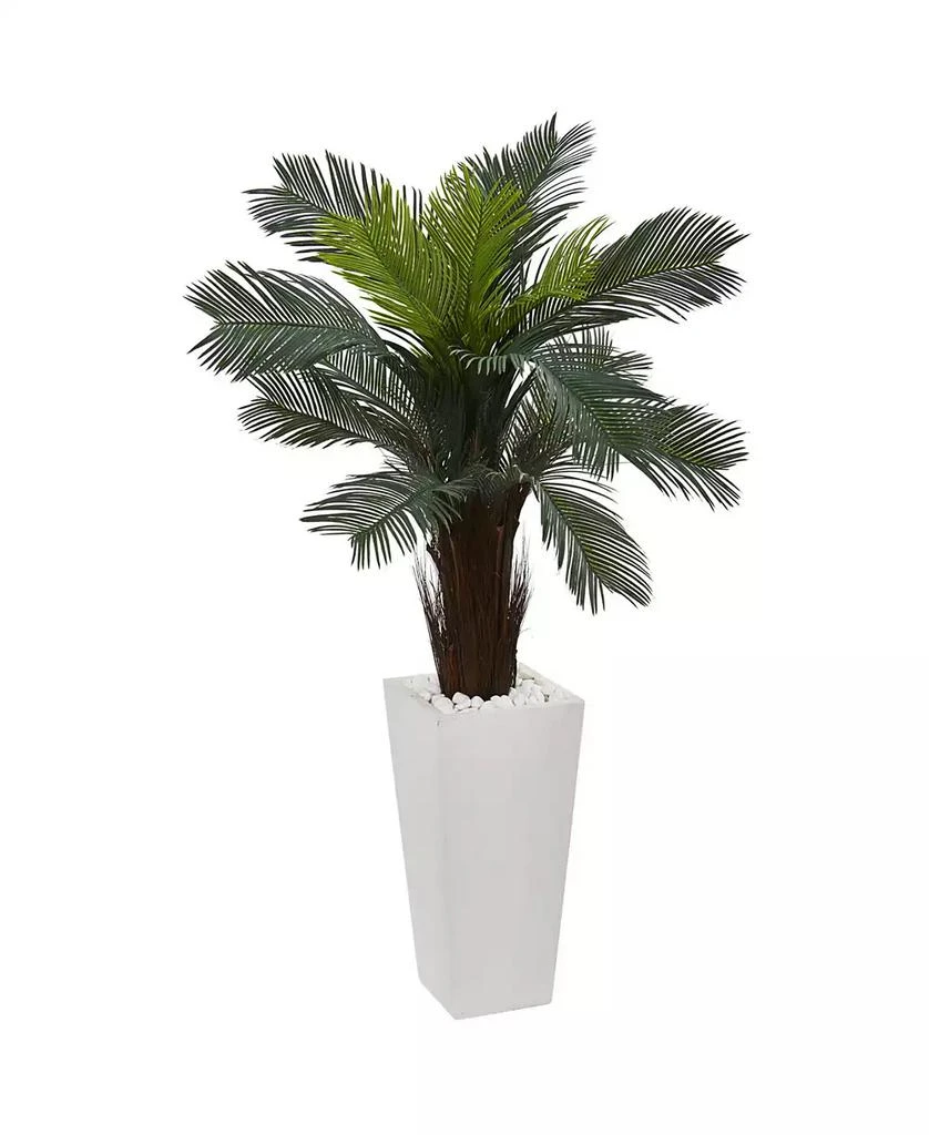 NEARLY NATURAL 4.5
 Cycas UV-Resistant Indoor/Outdoor Artificial Plant in White Tower Planter