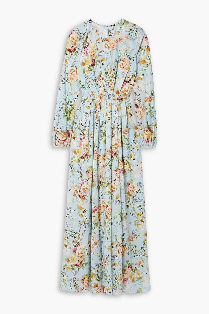 ADAM LIPPES Pleated floral-print cotton-voile maxi dress