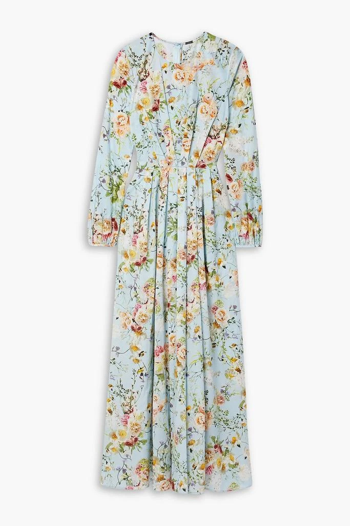 ADAM LIPPES Pleated floral-print cotton-voile maxi dress 1