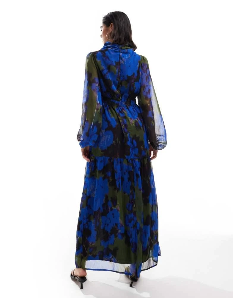 hope and ivy blue floral dress Hope & Ivy Charlotte Ann Maxi Dress Blue Floral