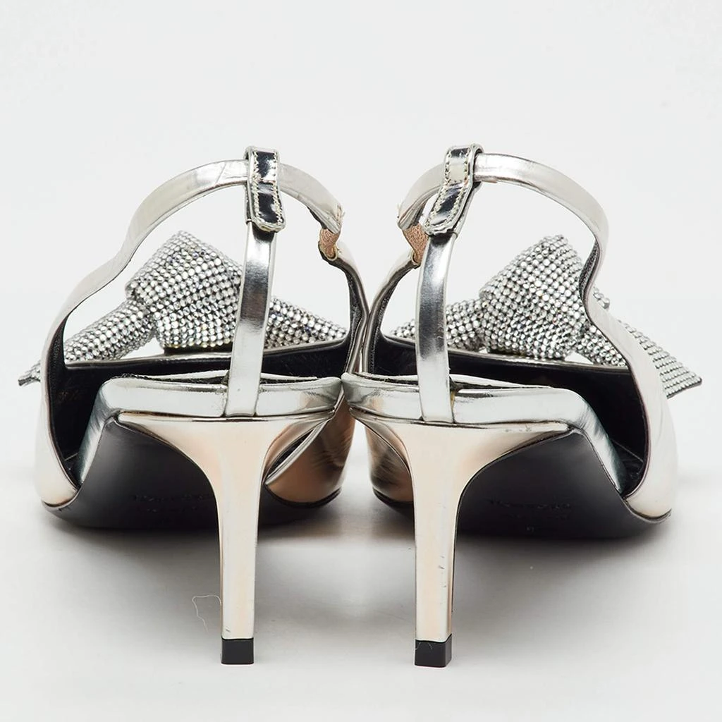 Tom Ford Tom Ford Silver Leather Embellished Bow Slingback Pumps Size 37.5 5