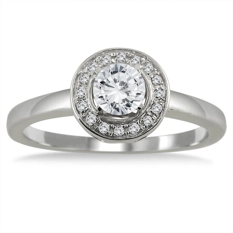 SSELECTS 1/2 Carat Tw Diamond Halo Engagement Ring In 10K White Gold