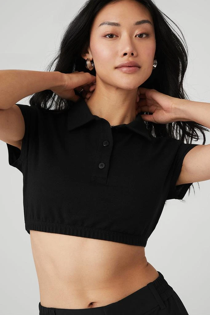 Alo Cropped Prestige Polo - Black 4