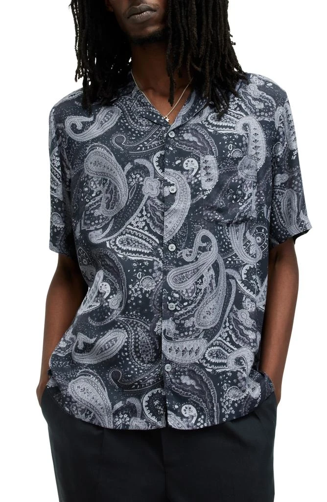 ALL SAINTS Zowie Relaxed Fit Paisley Print Camp Shirt 5