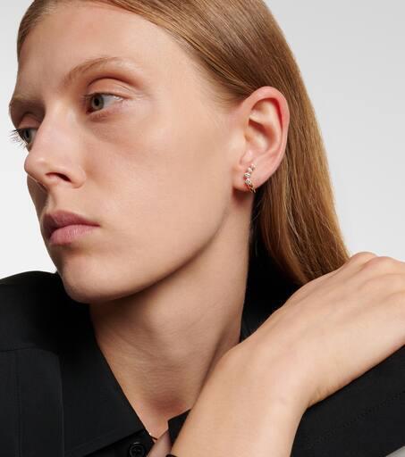 Melissa Kaye Aria Dagger Huggie 18kt gold hoop earrings with diamonds