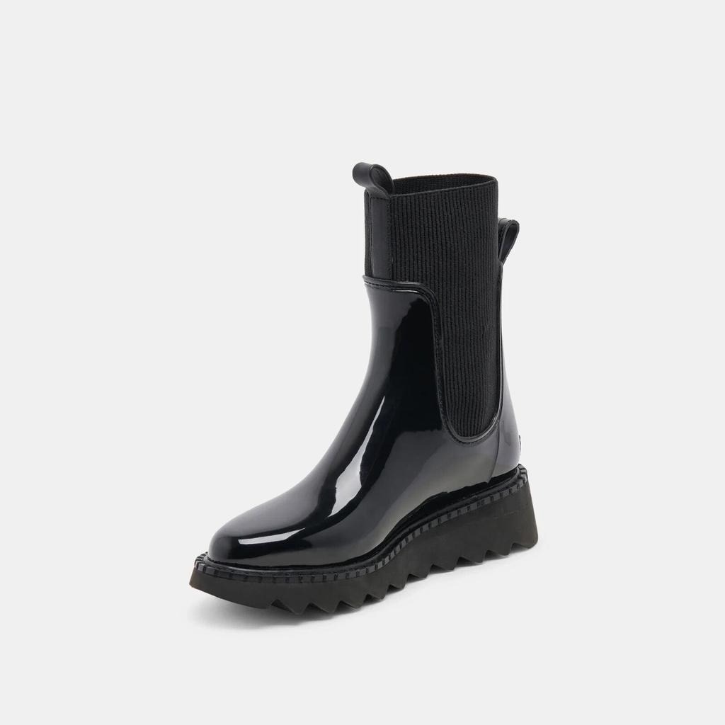 Dolce Vita Tropic H2O Women 10 Black Patent Waterproof Pull On Rain Boots ZOGG52