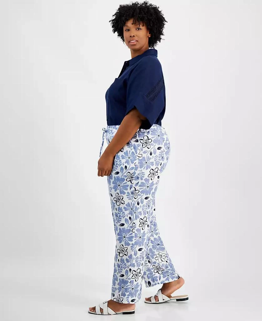 Charter Club Plus Size 100% Linen Floral-Print Pants, Created for Macy's 3