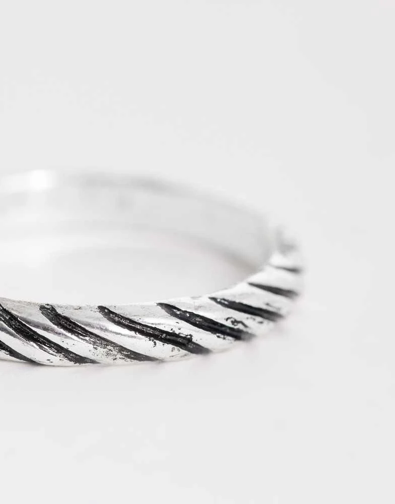 ASOS ASOS DESIGN twisted band ring in burnished silver 2
