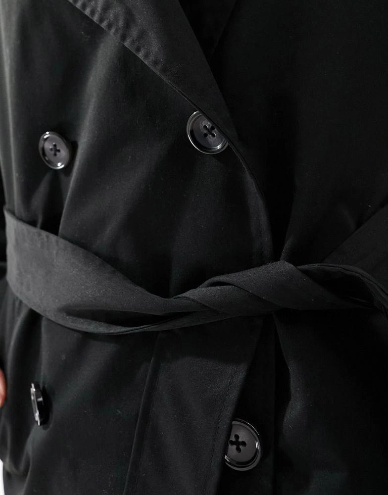Noisy May Noisy May longline trench coat in black 2