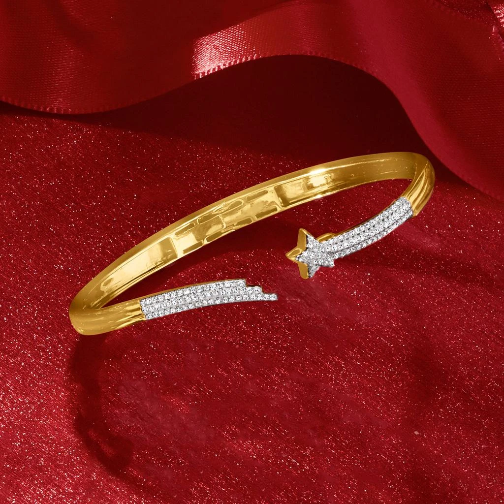 Ross-Simons Ross-Simons Diamond Star Bypass Bangle Bracelet in 18kt Gold Over Sterling 3