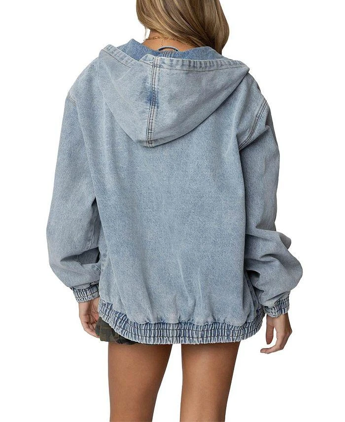 Edikted Hooded Vintage Washed Denim Bomber Jacket 2