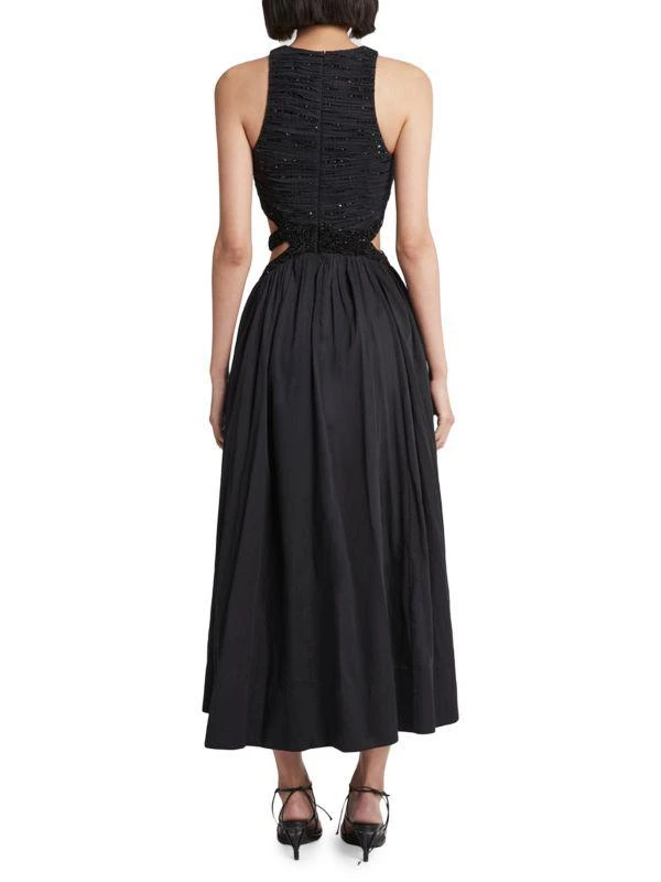 Aje New Catara Sequin Sateen Cut Out Midi Dress 2