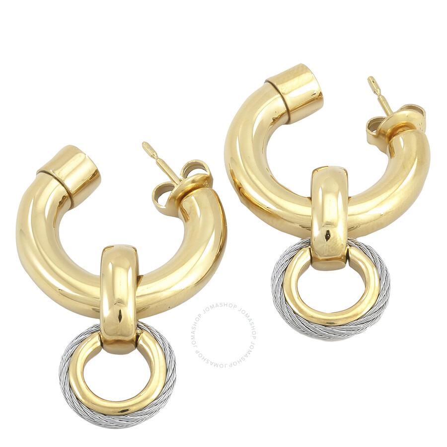 Charriol St. Tropez Mariner Yellow Gold PVD Steel Cable Earrings