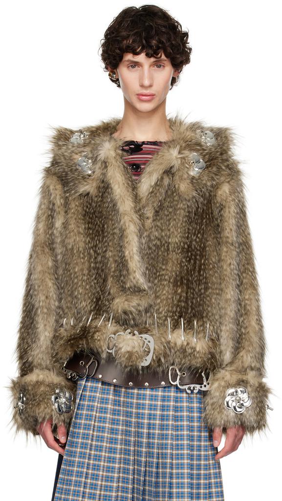 Chopova Lowena Brown Queenie Faux-Fur Jacket