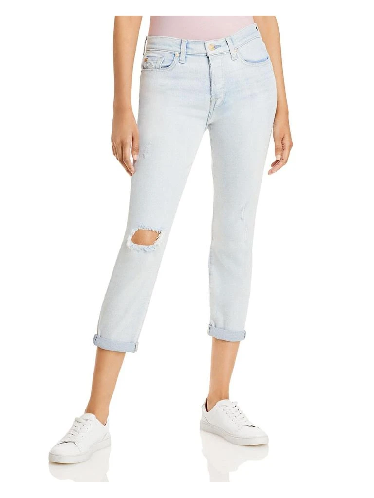 7 For All Mankind Josefina Womens Destroyed Button Fly Boyfriend Jeans 1