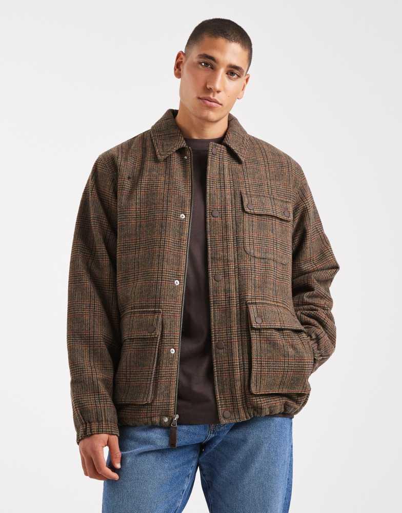 Shop Levi's wells utility insulated check jacket in brown on Sale Shop Levi's wells utility insulated check jacket in brown on Sale