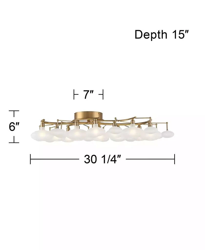 Possini Euro Design Warm Brass 12-Light Frosted Glass Shade 30.25" Wide Modern Fixture Ceiling Light Semi Flush Mount 4