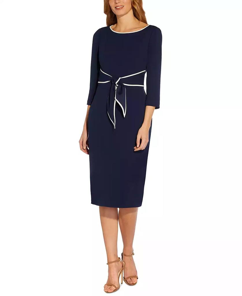 Adrianna Papell Petite Tipped Tie-Waist Dress