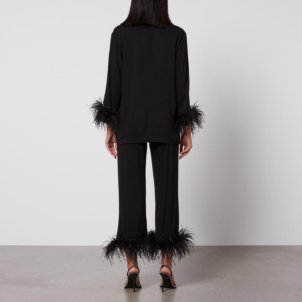 Sleeper Party Feather-Trimmed Crepe de Chine Pyjama Set