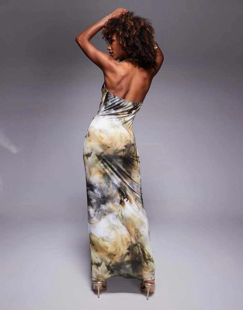 Shop ASOS DESIGN deep cowl neck maxi dress with gold trim detail in tonal  marble print on Sale at BeyondStyle  Get 56% Off ASOS DESIGN deep cowl  neck maxi dress with