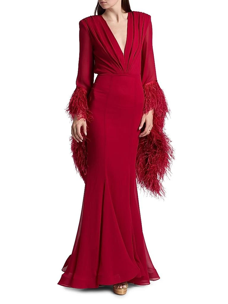 BRONX AND BANCO Geisha V-Neck Feather Gown 6