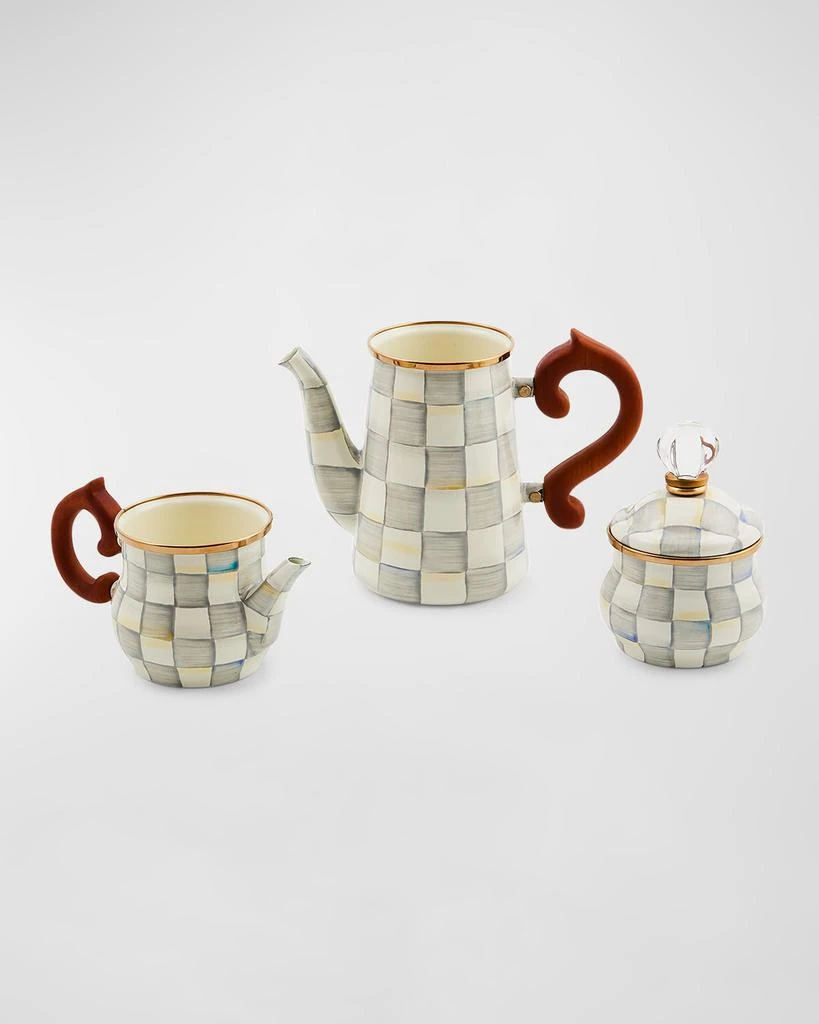 MacKenzie-Childs Sterling Check Stackable Coffee Set 2
