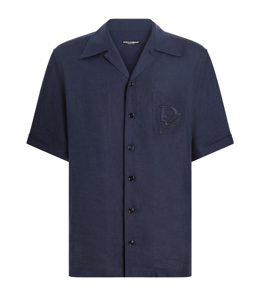 Dolce 
Gabbana Linen Logo Pocket Shirt