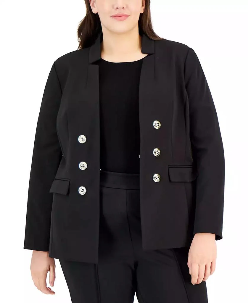 Tahari Plus Size Ponte Faux-Double-Breasted Blazer 1