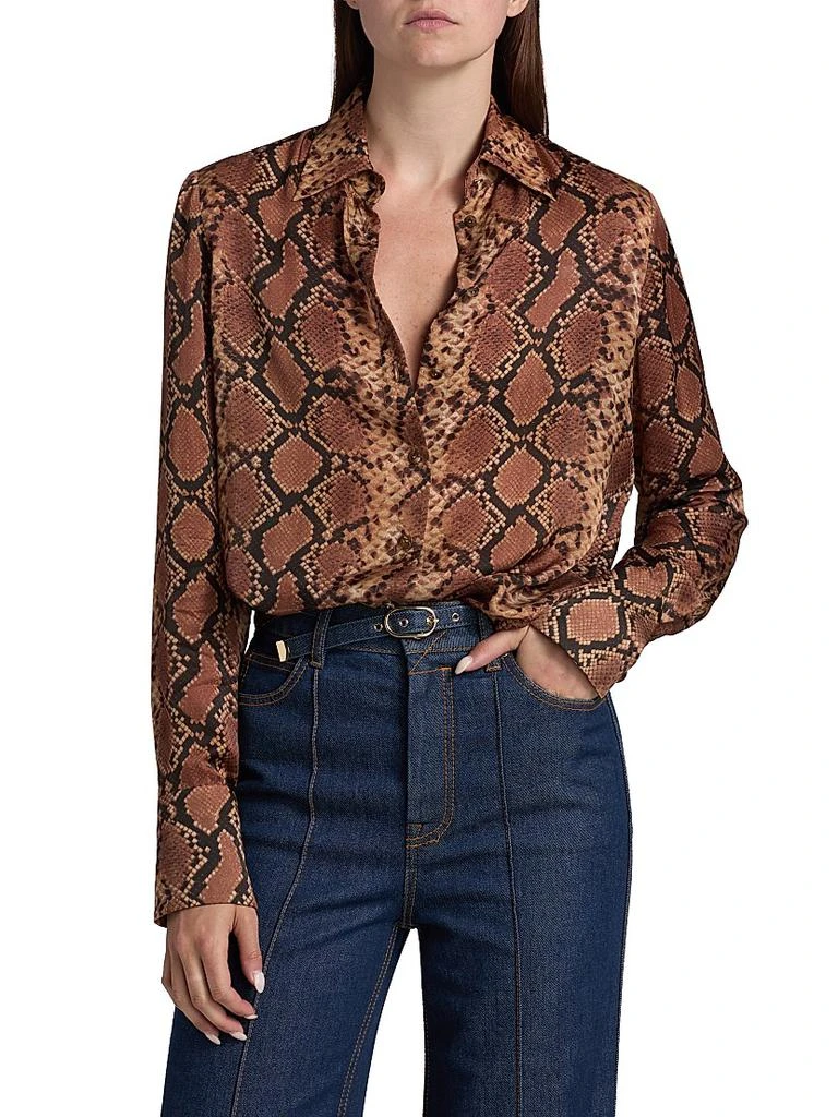 Zimmermann Hypnotic Snake Silk Button-Front Shirt 3